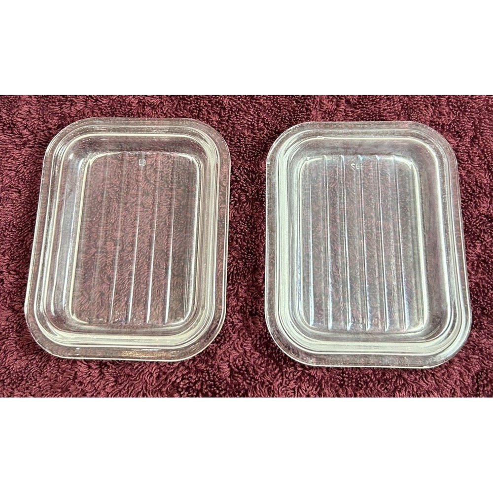 Vtg PYREX 501-C Glass Refrigerator Dish 2 LIDS ONLY Replacement Flea Bite Chips